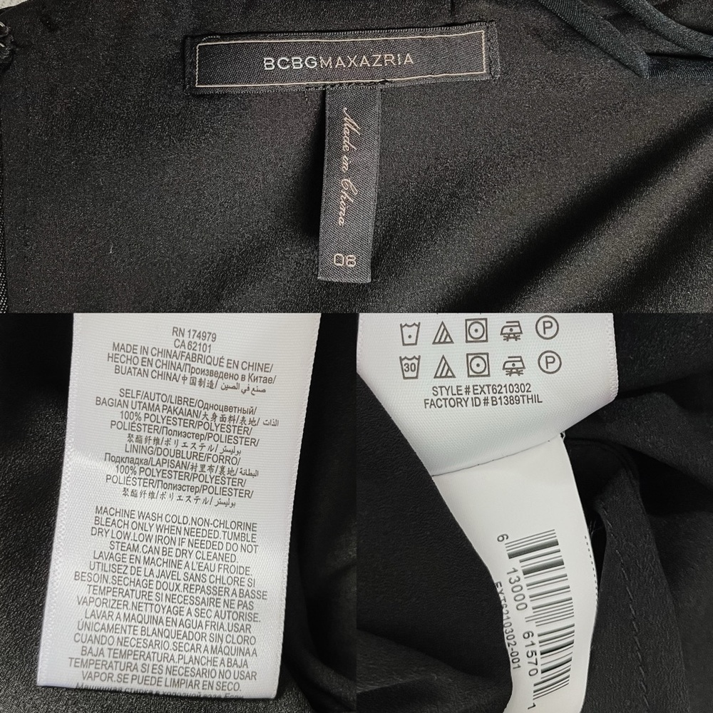 BCBGMaxAzria Women’s Strappy Satin Flared Midi Dress Black 8 - Picture 8 of 9